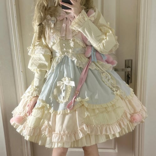 YUMEKAWA ♡ Frilled dress with bustle #wanpi41