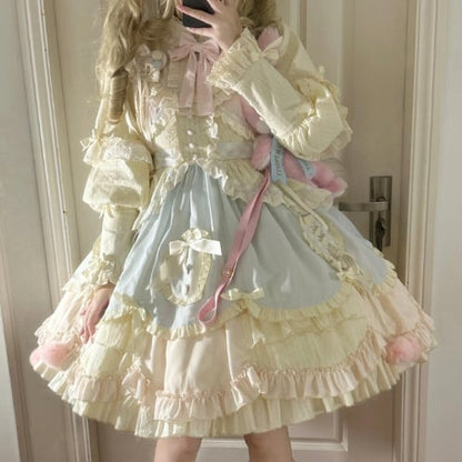 YUMEKAWA ♡ Frilled dress with bustle #wanpi41