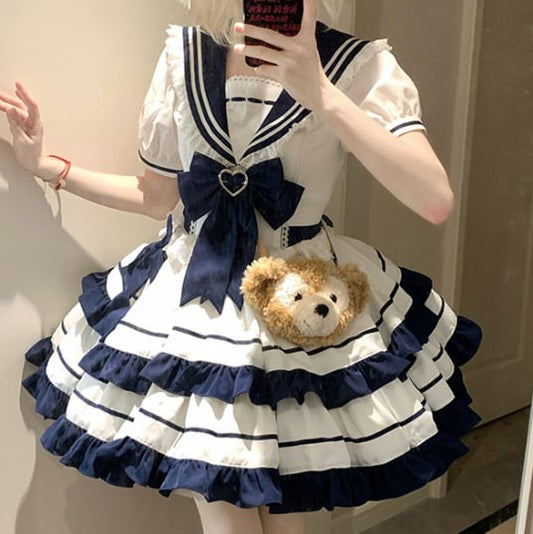 YUMEKAWA ♡ Sailor-style dress with ribbon #wanpi44