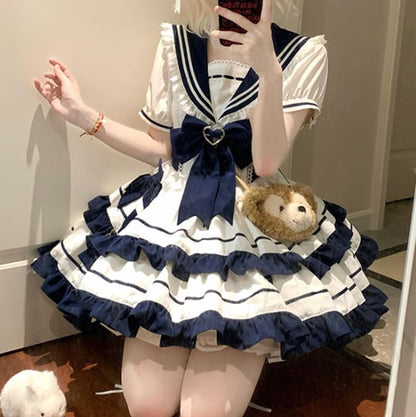 YUMEKAWA ♡ Sailor-style dress with ribbon #wanpi44