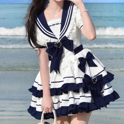 YUMEKAWA ♡ Sailor-style dress with ribbon #wanpi44