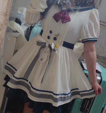 YUMEKAWA ♡ Choose your ribbon Sailor collar dress with attached sleeves #wanpi49