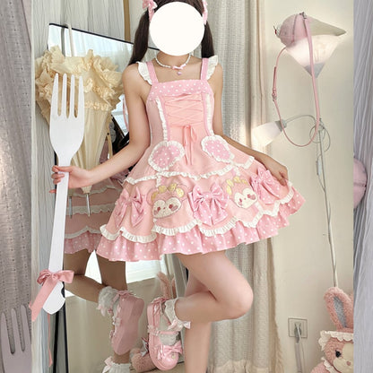 YUMEKAWA ♡ ( 4 colors ) Bear dress with outerwear #wanpi5