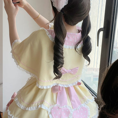 YUMEKAWA ♡ ( 4 colors ) Bear dress with outerwear #wanpi5