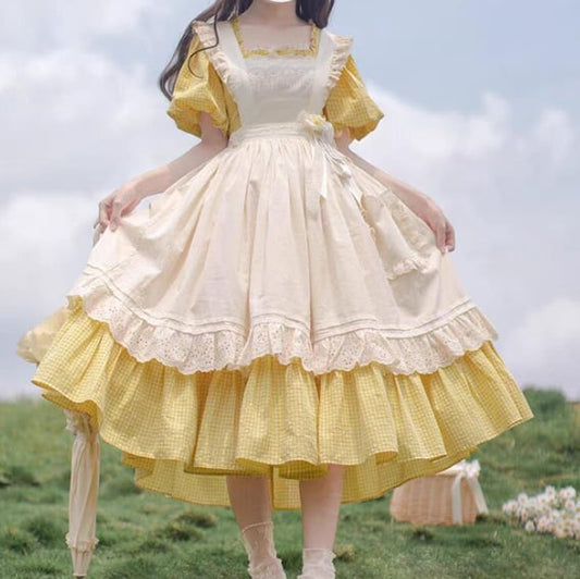 YUMEKAWA ♡ Girly dress with apron  #wanpi73