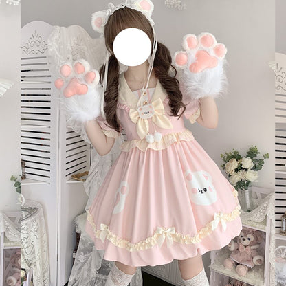 YUMEKAWA ♡ ( 3 colors )  sailor collar bear dress  #wanpi74