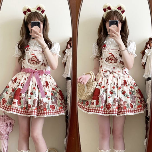 YUMEKAWA ♡  high waist jumperskirt with waist bow  #wanpi75