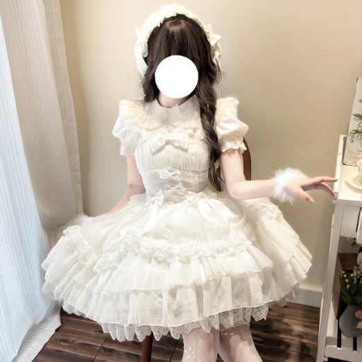 YUMEKAWA ♡ ( 2 colors ) suspender ruffle dress #wanpi78