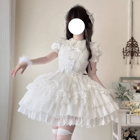 YUMEKAWA ♡ ( 2 colors ) suspender ruffle dress #wanpi78