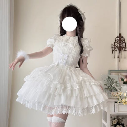 YUMEKAWA ♡ ( 2 colors ) suspender ruffle dress #wanpi78