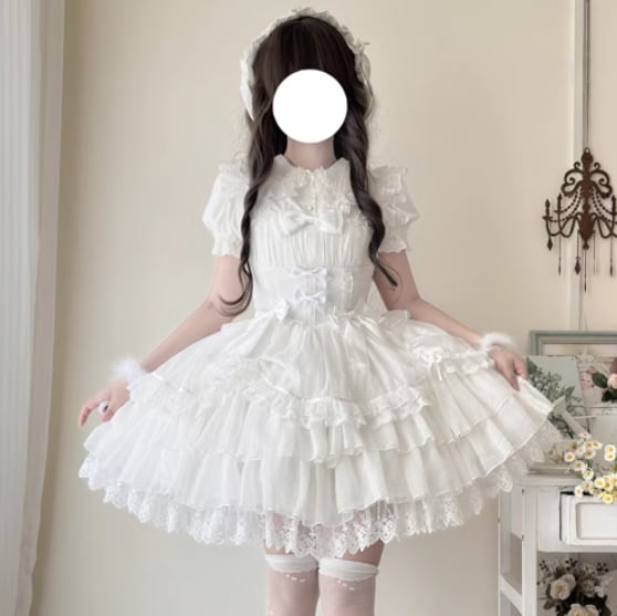 YUMEKAWA ♡ ( 2 colors ) suspender ruffle dress #wanpi78