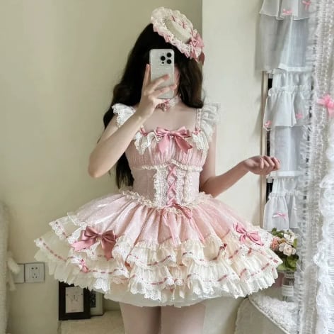 YUMEKAWA ♡  Ruffle dress with hat and choker with hairpin  #wanpi85