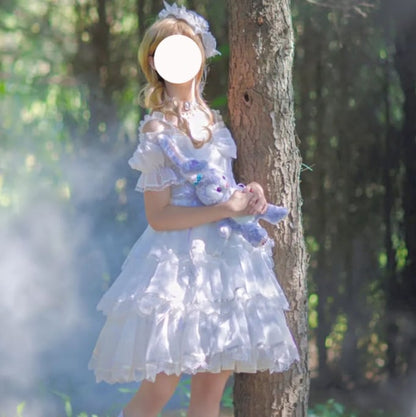 YUMEKAWA ♡ 3-tiered ruffle ♪ white tulle dress  #wanpi88