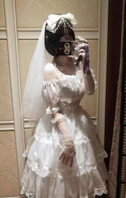 YUMEKAWA ♡ 3-tiered ruffle ♪ white tulle dress  #wanpi88