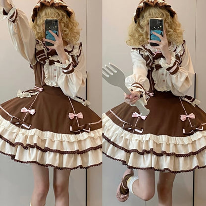 YUMEKAWA ♡ Chocolate Color Lolita Dress  #wanpi95