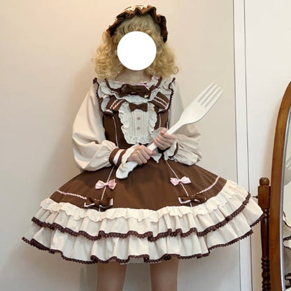 YUMEKAWA ♡ Chocolate Color Lolita Dress  #wanpi95