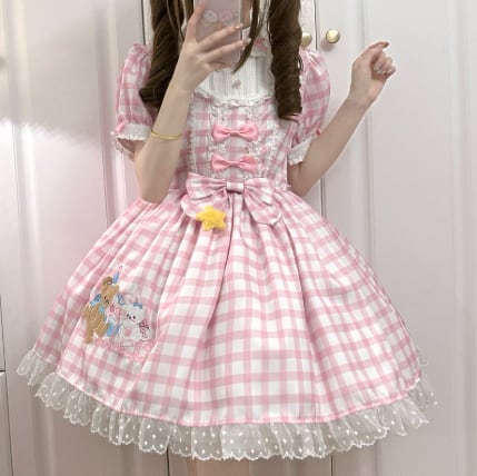YUMEKAWA ♡ Gingham Check Lolita Dress #wanpi97